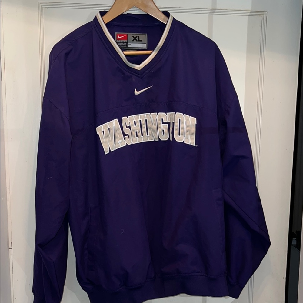 90s Nike Purple Washington Crewneck pullover windbreaker side zipper swoosh